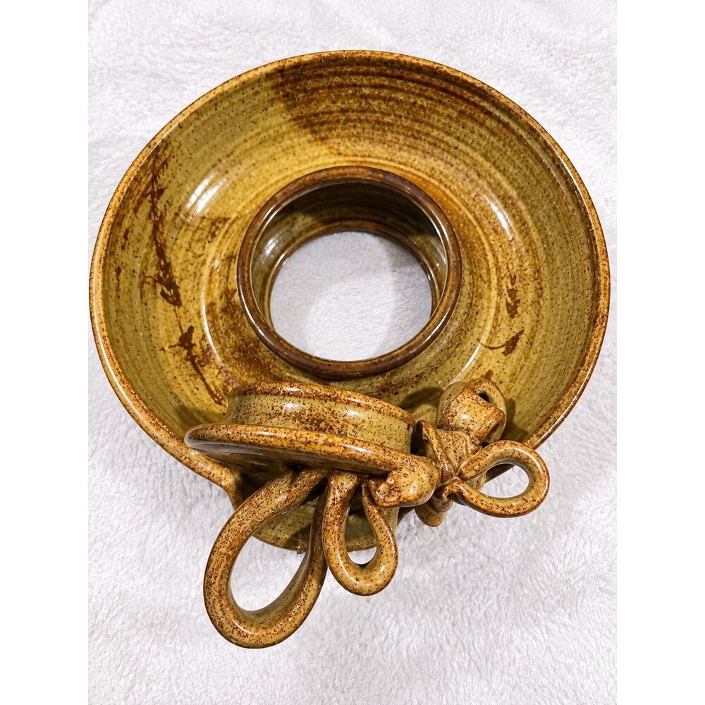 Vintage Studio Art Pottery Ring Mirror Candle Holder Sculptural  15"